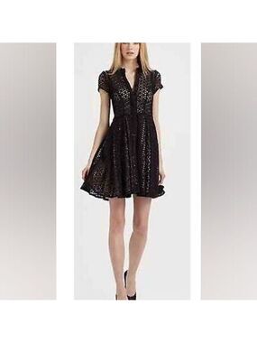 BCBG Max Azria Dasha Perforated Slip Mini Little Black Dress